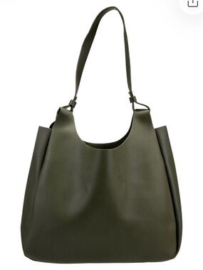Neiman Marcus Faux Leather Green Tote Bag